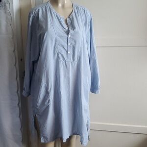 Love By Gap  100% Coton Blue Casual Striped Shirt Dress Size M/L